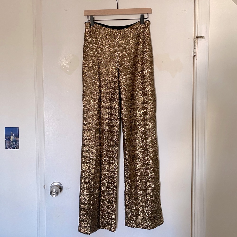 Sezane Barth Trousers in gold sequin, US size 4 (FR size 36)